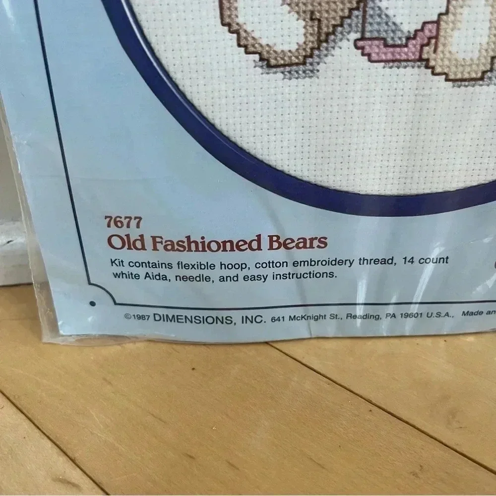 VTG 80’s Stitchables 2 Cross Stitch Kits Old Fashioned Teddy Bears Needlework